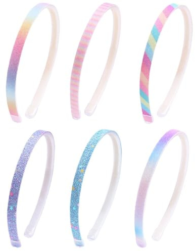 Glitterpannband, 6 st paljetttäckta pannband glitter pannband regnbåge hårt huvudband glittrande glider inte pannband för flickor kvinnor hårtillbehör flerfärgad