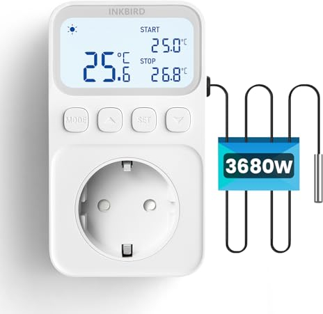 Inkbird ITC-C226T Thermostat Steckdose mit 16A, Temperaturregler mit Timer Heizung Kühlung für Kühlschrank, Reptil, Gewächshaus