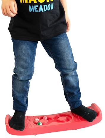 MagicMeadow Sensory Trace & Balance Board | Wobble Board Kids | Level Out Balance Board Game | Enhance Coordination & Balance | Autism-Friendly Educational Resource for Kids Play | Red
