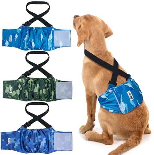 Dono Hundewindeln für Rüde,Rüdenwindel Waschbar,Hundebauchbänder für läufige Hunde,rüdenbinde für Inkontinenz,Training,Reisen,XS,S,M,L,XL,XXL