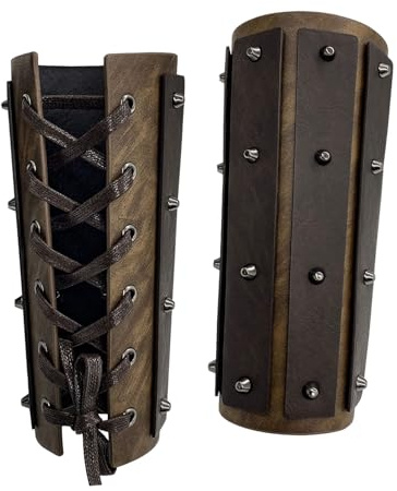 Mittelalterliche Armschützer, Leder Armschienen Vintage Söldnerhandschuh Leder Schnalle Armschienen, Retro Renaissance Armschützer Aus Kunstleder für Halloween Cosplay Karneval Kostüm Zubehör