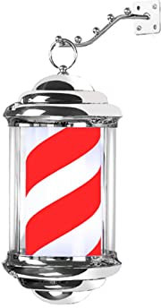 HHOZsafety Poste de barbero Lámpara giratoria de Ahorro de energía Tamaño Mini Poste de barbero hermético Giratorio e Iluminado Rojo Blanco Azul Letrero de peluquería Lám
