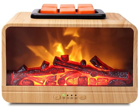 Wax Melt Warmer - 3D Dynamic Flame Fireplace Wax Warmer Electric Wax Burner, Wax Melter for Scented Wax with 4 Timer Auto Shut Off PTC Heating Oil Burner for Home Fragrance Office Decor Gift