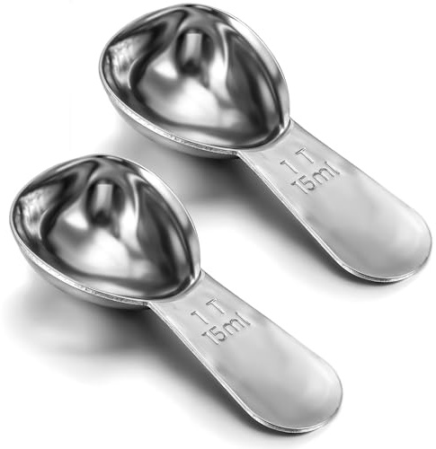 2 Stück Kaffee Messlöffel 15ml Edelstahl Kaffeelöffel Portionierer Kaffeemesslöffel Kurze Griffe Dosierlöffel für Losen Tee Portionierer Esslöffel für Kaffee Tee Zucker Mehl