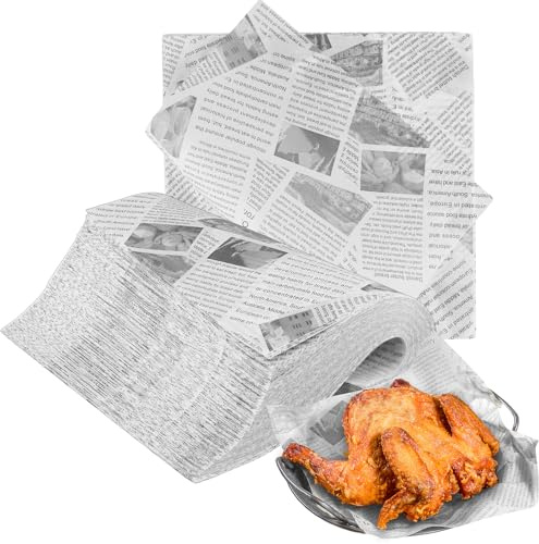 MAHIONG 500 Stück 25 x 25 cm fettdichtes Papierbögen, weißes Backpapier, Metzgerpapier, Deli-Papier für Lebensmittelverpackungen und Korbeinlagen, Wachspapier für Burger, Sandwiches, Pommes Frites