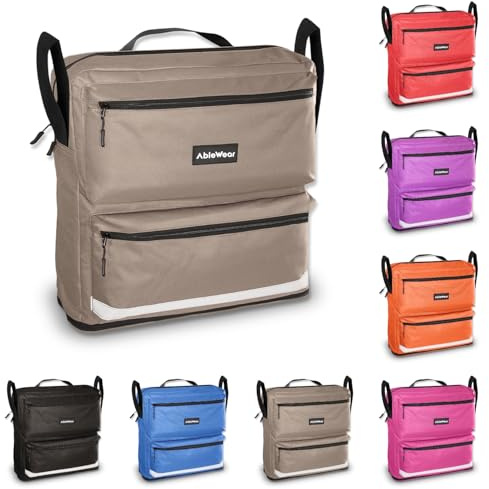 AbleWear Rollstuhltasche - Grau | Rollstuhlzubehör | Erweiterbare Aufbewahrung | Tasche für Rollstuhl | Rollstuhl-Einkaufstasche | Taschen für Rollstuhlrückseite | Rollstuhltaschen für Stuhllehne