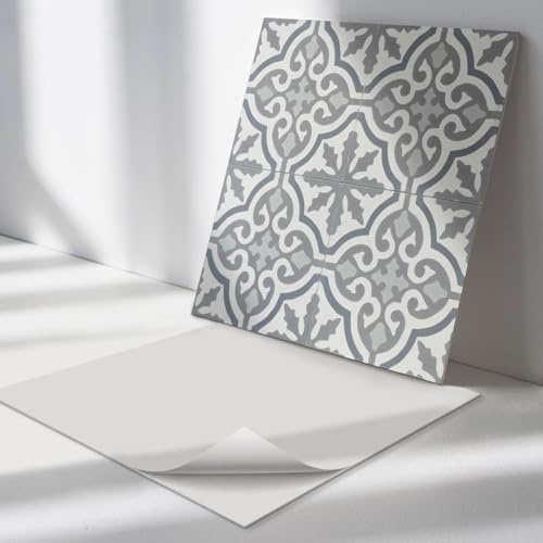 Wandverkleidung Quadratisch 50x50 cm 4 Stück für Küche, Badezimmer und Büro Vinylplatten Selbstklebend Wand und Boden Bodenbelag Wandpaneele Spritzschutz - Mosaikmuster mit Ornamenten