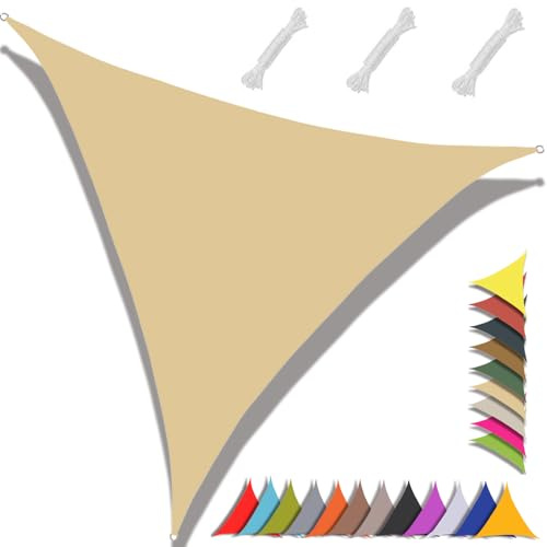 MAJINGC Toldo Vela De Sombra Triangular 3x4x5m Impermeable Toldo Protección Rayos 98％ UV,Adecuado para Jardín, Terraza, Exterior, Cenador Marrón Claro