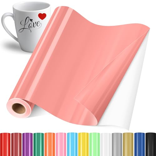 Selbstklebend Plotterfolie Vinyl, Selbstklebend Vinylfolie Plotter Koralle | 30.5x400cm Selbstklebend Vinylfolie Plotter, Permanente Plotterfolie Vinyl für Teetasse, DIY Geschenke, Fenster, Keramik