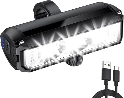LeuKoles Front licht 3250=0 Lux Design genau mittig am Lenker Superhelle LED Fahrradlampe, 8000 mAh Mobile Leistung, StVZO Standard für Erwachsene Straße, MTB Off-Road Radfahren Pendeln