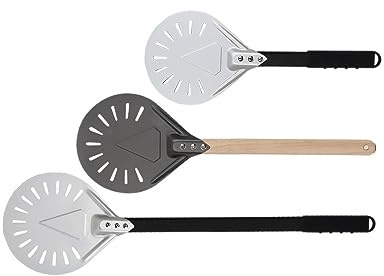 ZSREYFNB Pala per Pizza 1 Pz Pala Girando Pagaia Rotonda Strumento for Pizza Manico in Legno Accessori Forno 7 8 9 Pollici Pala for Pizza in Alluminio Antiaderente Pala Pizza Corta(7inch 55cm Metal)