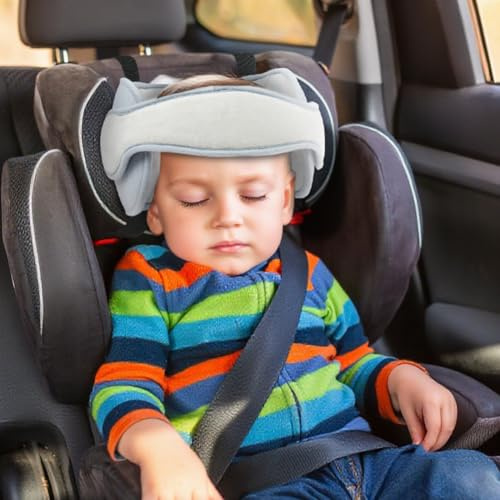 Alaoo Kids Car Seat Travel Head Support, Car Safety Sleeping Head Rest Pillow, Adjustable Infants and Baby Neck Head Support for Car Seat for Car Plane Seat Travel Journey Gray