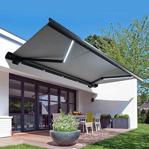 LPAGOLMIX Tenda da Sole Manuale a cappottina, Tenda da Sole Tenda da Sole Retrattile elettrica con luci, Tende da Sole for Patio, Riparo dal Sole