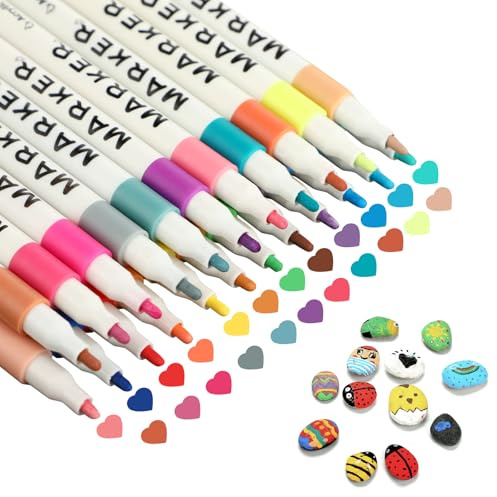 Rotuladores Acrílicos Permanentes, 36 Colores, Rotuladores de Pintura Acrílica de Colores, Acrylic Markers para Piedras, Cristal, Madera y Cerámica