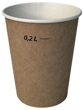 ECOPICNIC 1000 vasos de papel marrón Kraft 250 ml Ø80 mm | desechables tazas de café para llevar tazas de papel vasos calientes vasos gastronomía sostenible café café