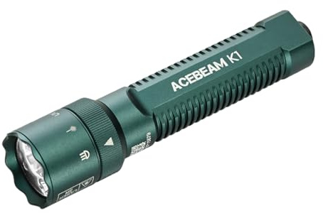 ACEBEAM K1 EDC AA Rechargeable Torch with Green Beam, UV and White LED Combined, Ultra Powerful 1000 Lumens LED Torch, Compact Triple Light Source Flashlight