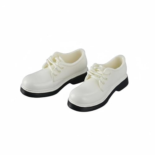 KiBcsLic 1/6 Skala Puppenschuhe schwarz und weiß 1/6 Skala Puppensocken echte Schnürsenkel BJD Puppensocken für Actionfiguren-Sammler, Diorama-Gestaltung , Weiß , Schülerschuhe