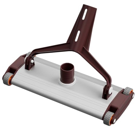 Limpiafondos de Aluminio AQUAPOOL Pro Manual para Piscinas, 33 cm, con 4 Ruedas de Goma y Cepillo de Nylon (33 cm PALOMILLA)