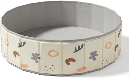 Sabbiera per Bambini, Sabbiera per Bambini da 120 cm, Pieghevole con Stampa di Cartoni Animati, Spaziosa Area Giochi per per Interni ed Esterni (Grigio, 47 Pollici)