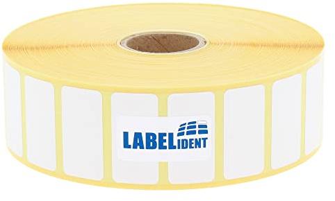Labelident Thermotransfer-Etiketten 30 x 15 mm aus Papier weiß, stark selbstklebend - 4.000 Blanko Haftetiketten auf 1 Rolle/n, 25 mm Kern, Rollenetiketten für Thermotransferdrucker