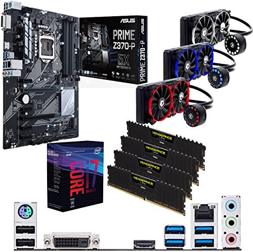 Intel Coffee Lake Core i7 8700K 4.8GHz Overclocked CPU, ASUS Prime Z370-P Motherboard, 32GB 3000MHz Corsair DDR4 RAM & ID Cooling FrostFlow 240mm Liquid Cooler Pre-Built Bundle