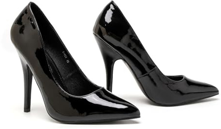 Bismaa Mens Womens Drag Queen Cross Dresser HIGH Heel Pointy Toe Court Shoes Big Sizes UK 9,10,11,12 (UK 10/EU 44, Black Patent)