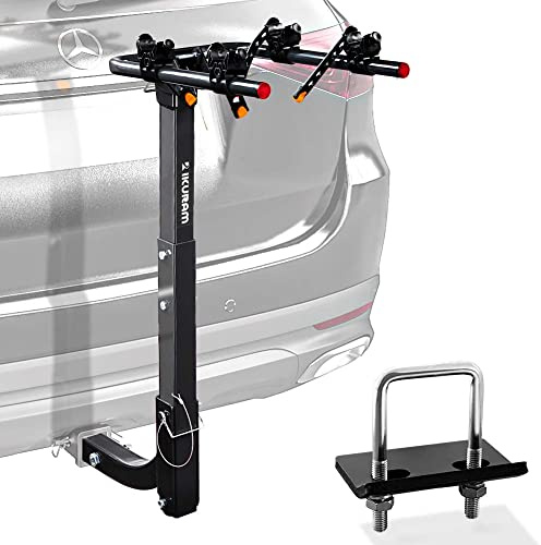 2 Bike Rack Bicycle Carrier Racks Hitch Mount Double Foldable Rack for Cars Truck SUV Fits 2 Hitch Receiver, Including Anti-Rattle Hitch Tightener