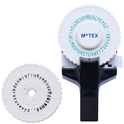 Motex Embossing Label Maker, Labeling Tool, Old School Label Maker, for Manual Label Embossing- E-101 (2 Wheels, Black)