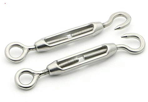 Stainless Steel Turnbuckle - M4 Stainless Steel 304 Hook & Eye Turnbuckle Wire Rope Tensioner for Pipe System, Chain Link Fence, Pull up Clothesline, etc (2PCS)