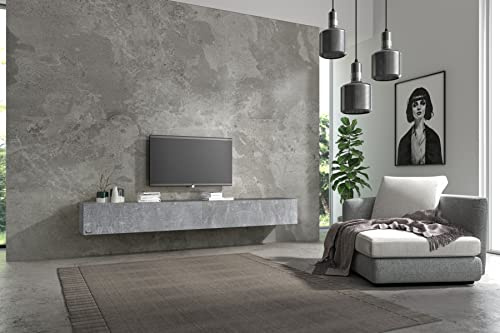 Wuun® TV Lowboard TV Board hängend I 100cm-280cm I Hängeschrank Wohnwand/Somero I Schwarz-Matt/Beton-Optik I 240 (2X 120) cm