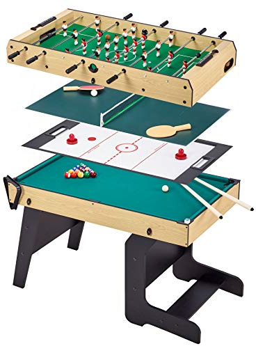 Faltbarer 4-in-1-Multi-Spieltisch für Erwachsene – Tischfußball – Billard – Ping Pong – Hockey