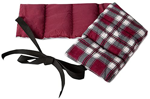 Kirschkernkissen 7-Kammer mit Band, 65x15cm - Wärmekissen Rücken, Körnerkissen - 65x15, Kirschkern Kissen, Flanell karo-rot