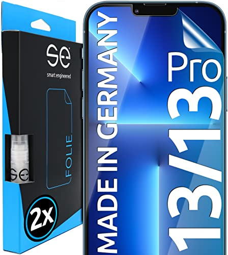 2x se® 3D SCHUTZFOLIE Transparent für Apple iPhone 13 / 13 Pro,Selbstheilend, 100% Fingerabdruck & FaceID kompatibel, einfache blasenfreie Installation, Ultra-Klar, Stoß-Kratzfest, aus Deutschland