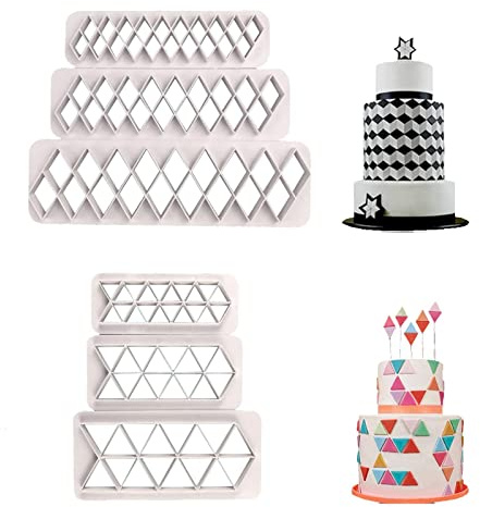 Fondant-kuchenform Fondant-prägeform Fondantstecher Ausstecher Geometrische Keksausstechformen Plätzchen-icing Cutter Form-backen-werkzeuge für Kuchen Dekorieren Raute Gleichseitiges Dreieck 6 Stück