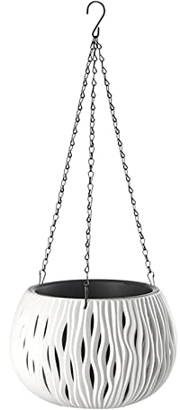 YQYAZL Kunststoff-Pflanzgefäß, 22 cm, für Zimmerpflanzen, Drainage, Hängekörbe, selbstbewässernde, hängende Blumentöpfe für Garten, Innen- und Außenbereich, Heimdekoration, weiß