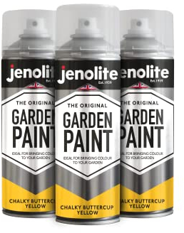 JENOLITE Directorust Chalky Spray Paint | BUTTERCUP YELLOW | 3x400ml | Multi-Surface Chalky Finish Spray Paint | Ideal For Furniture, Ornaments, Picture Frames | Interior & Exterior Use | RAL 1019