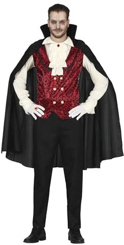 FIESTAS GUIRCA Costume da Vampiro Classico - Costume Completo Rosso e Nero con Mantello per Uomo Adulto Taglia S 46-48