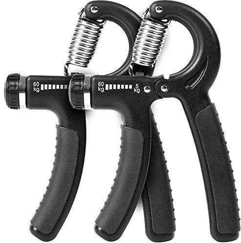 2 Pack Fitness Hand Grip Strengthener Adjustable Resistance 5-60 kg Exerciser Grips Stainless Steel Springs Strength Trainer Hand Squeeze for Strong Wrists, Fingers, Forearm, Hands, Athletes Musicians