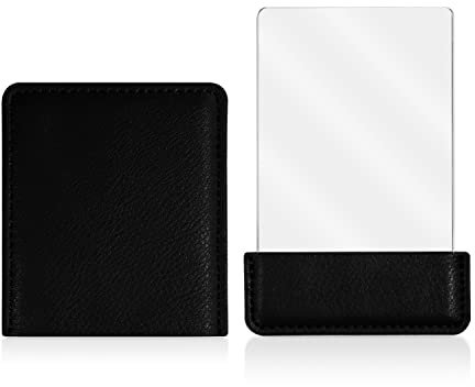 Thatyro Miroir de voyage portable avec couvercle de protection, miroir compact ultra fin, rectangulaire, petit miroir de courtoisie pour femme, fille, sac à main, poche (noir)