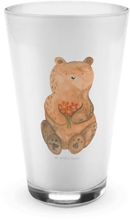 Mr. & Mrs. Panda Glas Bär Dankbar - Geschenk, Kaffee, Longdrink, Cocktailglas, Dankeschön, Danke, Trinkglas, Blumen, Teddy, Latte