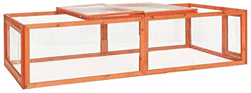 ZEYUAN Kaninchenstall, Hasenstall, Hasenkäfig, Kaninchenställe,Tierhaus, Kleintierstall, Kaninchenhaus, Haustierstall, Kaninchen Häuser, 183x90x46,5 cm Massivholz Tanne