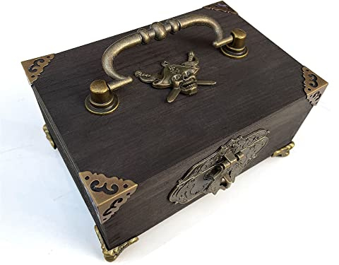 1 Set Schmuckkästchen mit antikem Schloss, Scharniere, Griffbox, Eckenschutz-Set für DIY-Schmuckkästchen, Bronze, Box im Lieferumfang enthalten (schwarz)
