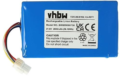 vhbw Batterie Compatible avec Samsung Powerbot VR10M703PWG | VR10M703CWG/GE robot électroménager (2600mAh, 21,6V, Li-ion, sans boîtier)