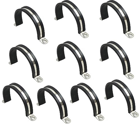 NICAVKIT 10Pcs 60mm Kabelklemme Gummi P Clips Schlauchschellen Rohrschellen Kabelklemmen Edelstahl Kit, Metalldraht Kabelklemme Kit
