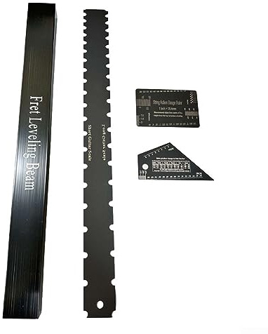 Gitarrenpflegeset 4-teilig – Gitarren-Wartungswerkzeuge mit Bund-Nivellierwerkzeug, Hals, gerade Kante, Saitenlehre, professionelles Gitarrenreinigungspflege-Set für E-Akustik-Bassgitarre