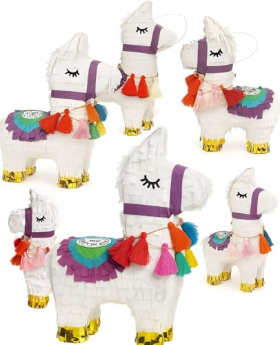 GIFTEXPRESS 6pk 8x6 Benito the Mini Llama Pinatas – Small Birthday Party Favors, Cinco de Mayo, Fiesta, Gender Reveal, Taco Tuesday, Table Centerpieces, Classroom Decor, Mexican Fiesta Celebration