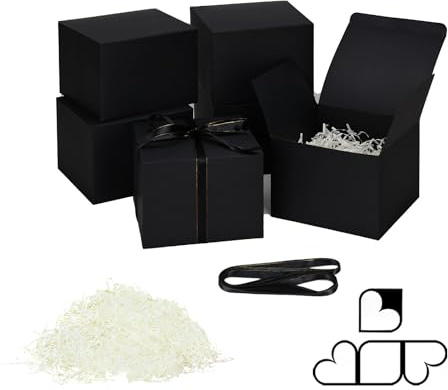 HUAPRINT Geschenkboxen Set,Schwarze Geschenkboxen mit Deckel 20 × 20 × 10cm,6 Stück Geschenkboxen für Geschenke, Hochzeitsgeschenke, Geburtstag, Brautjungfer, Weihnachten, Cupcake, Basteln, Urlaub
