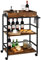 KOMFOTTEU Carrello da portata in stile industriale, carrello da cucina con vassoio estraibile, scaffale da cucina su ruote, 3 ripiani, carrello in acciaio e legno, 72,5 x 40 x 93 cm, marrone vintage