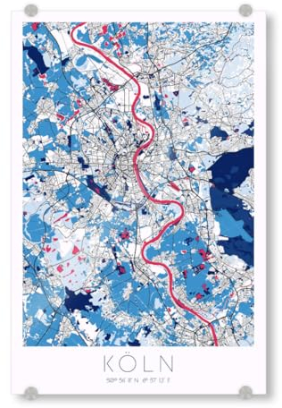 artboxONE Acrylglasbild 30x20 cm Städte/Köln Map der Stadt Köln Bild hinter Acrylglas - Bild köln köln köln City