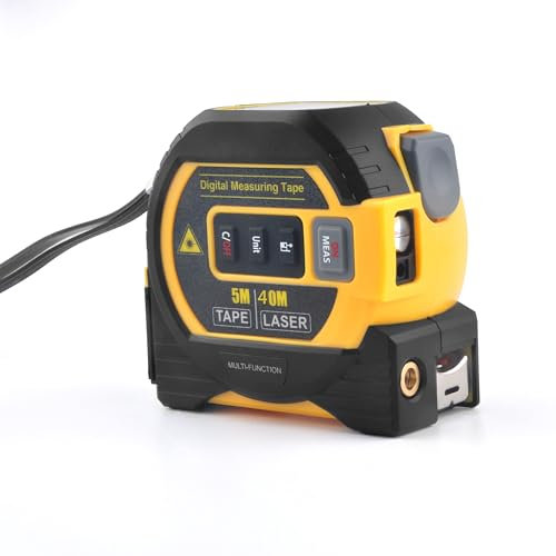 Miangerrn Laser Rangefinder: 3-in-1 Tool with Laser, Crossline, and 5m Tape Measure - Measure Distance from 0-40m, Calculate Area, Volume, Trigonometry, and More